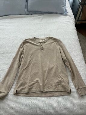 Fat FaceMen's Beige Henley Long Sleeve Shirt